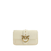 PINKO White Calf Leather Bos Taurus Shoulder Bag